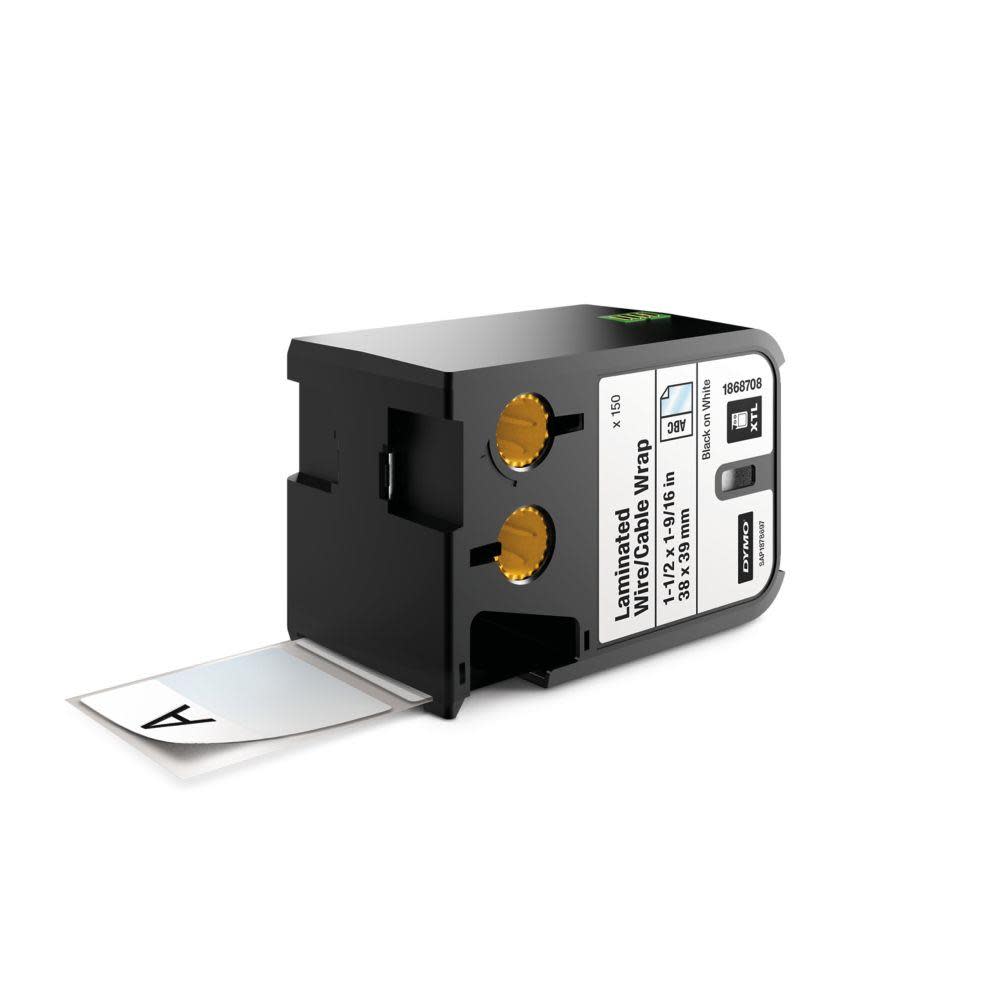 

Dymo XTL 1 1/2" x 1 9/16" Laminated Wire/Cable Wrap Black On White
