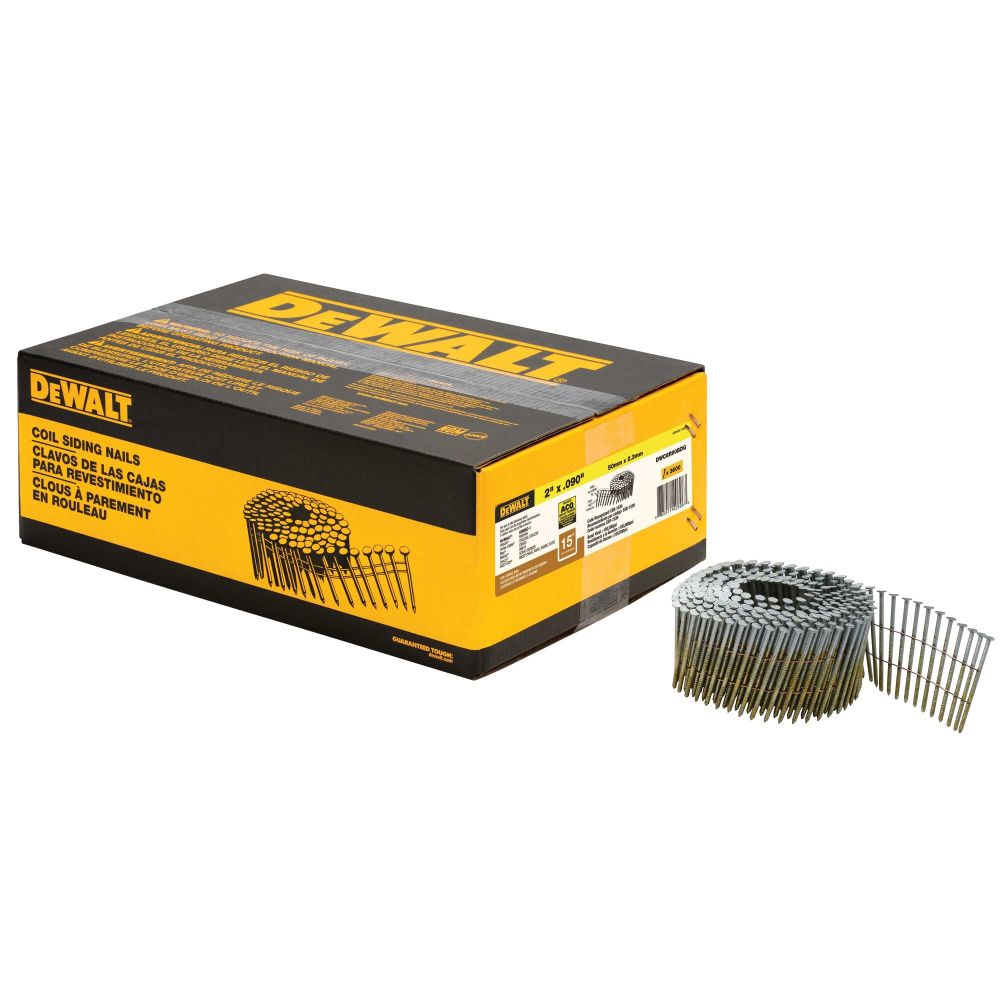 DEWALT 15 Degree Coil Siding Galvanized Ring Shank Nail, 2 Inch, 3600ct