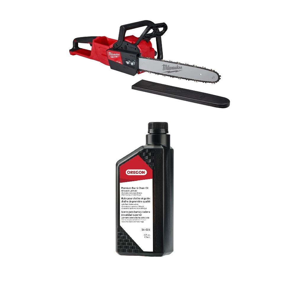 Milwaukee M18 Chainsaw Reconditioned Bare Tool 1 Quart Oregon Bar and Chain Oil Bundle MIL000011257 Acme Tools
