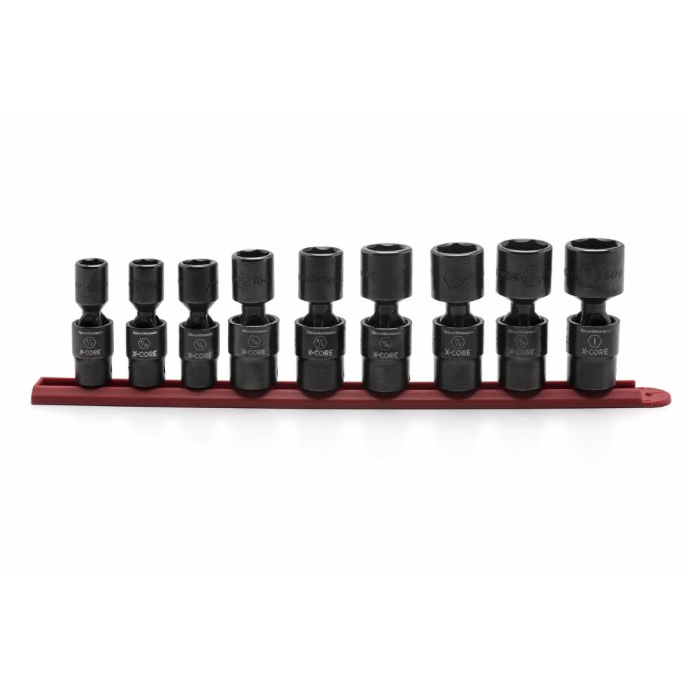 

GEARWRENCH Pinless Universal Impact Socket Set 9 Pc. 1/2" Drive 6 Point SAE