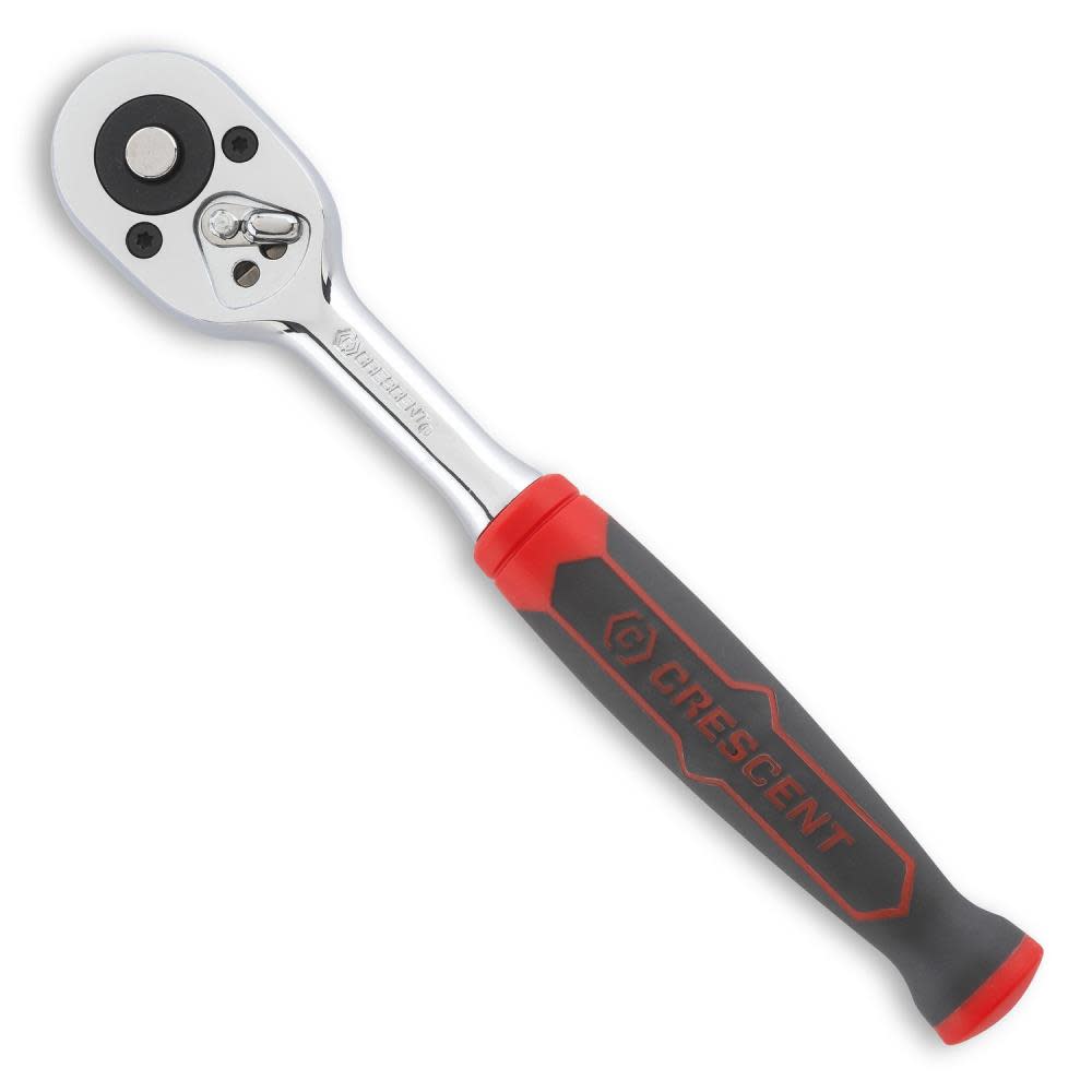 

Crescent 1/4 Drive 72 Tooth Quick Release Dual Material Teardrop Ratchet 8-1/2 In."