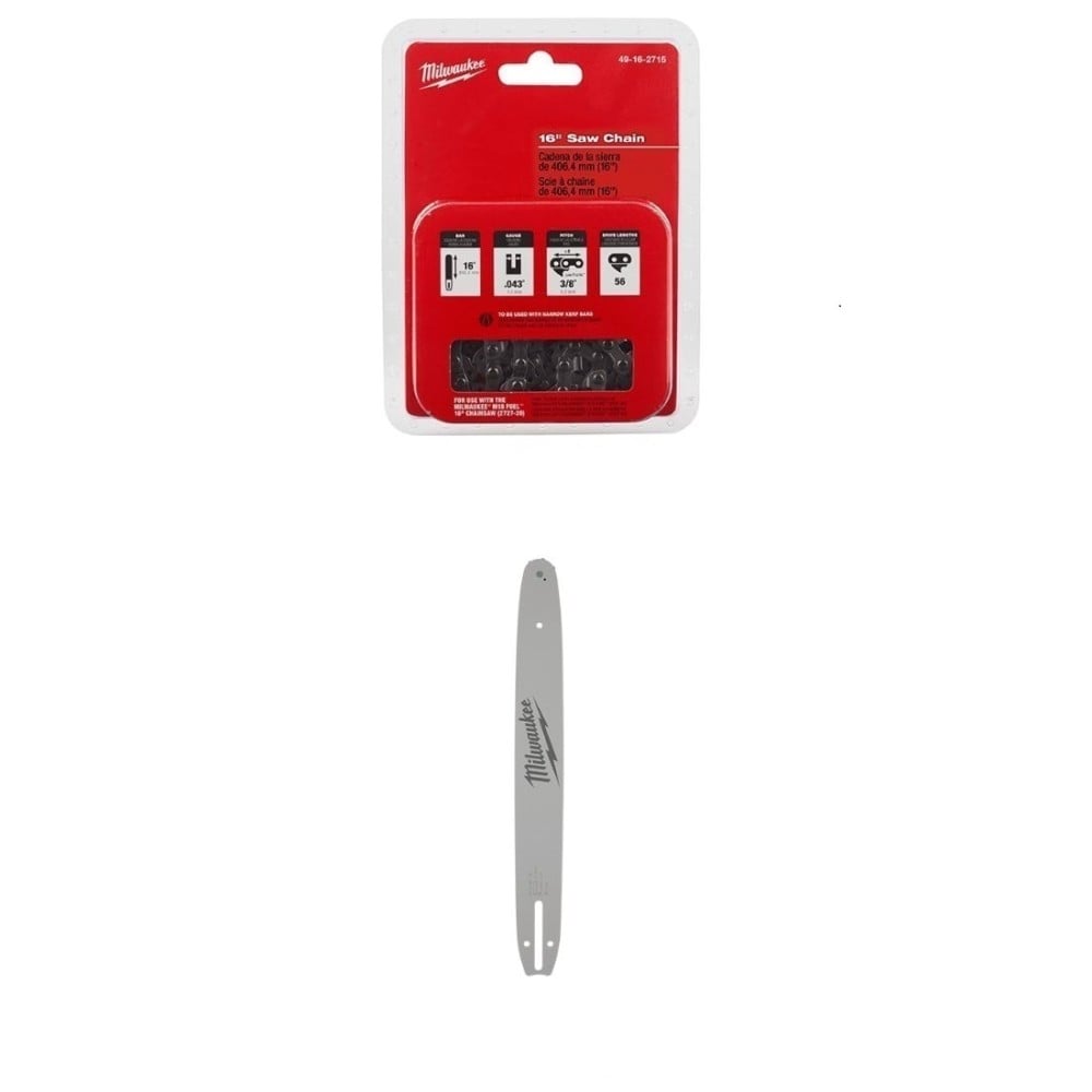 Milwaukee 16 Inch 56DL Replacement Saw Chain, Chainsaw Guide Bar Bundle