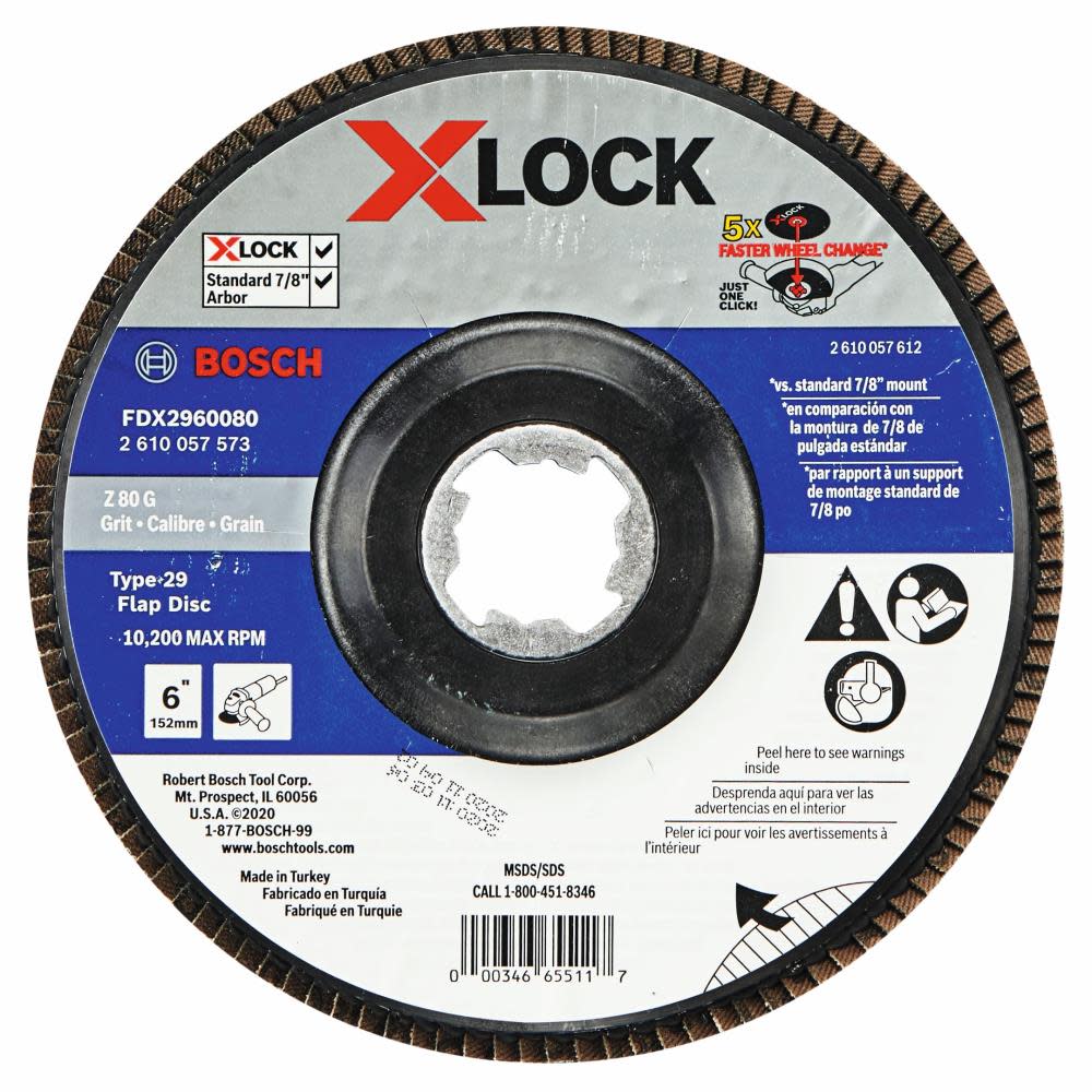 

Bosch X LOCK Arbor Type 29 80 Grit Flap Disc 6"