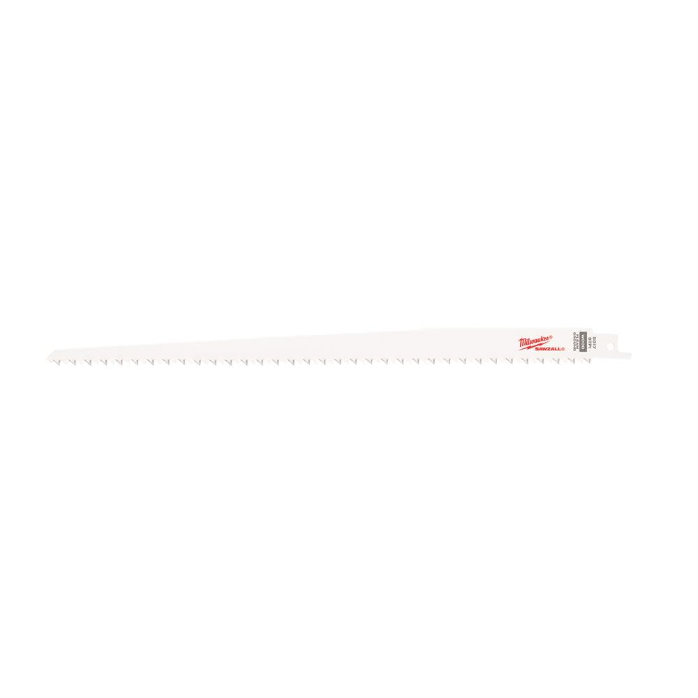 Milwaukee 12inchx3/4inchx.050inch 6T 1/2inch Unv Shank Bi-Metal Fleam Ground Sawzall Blade 5Ct