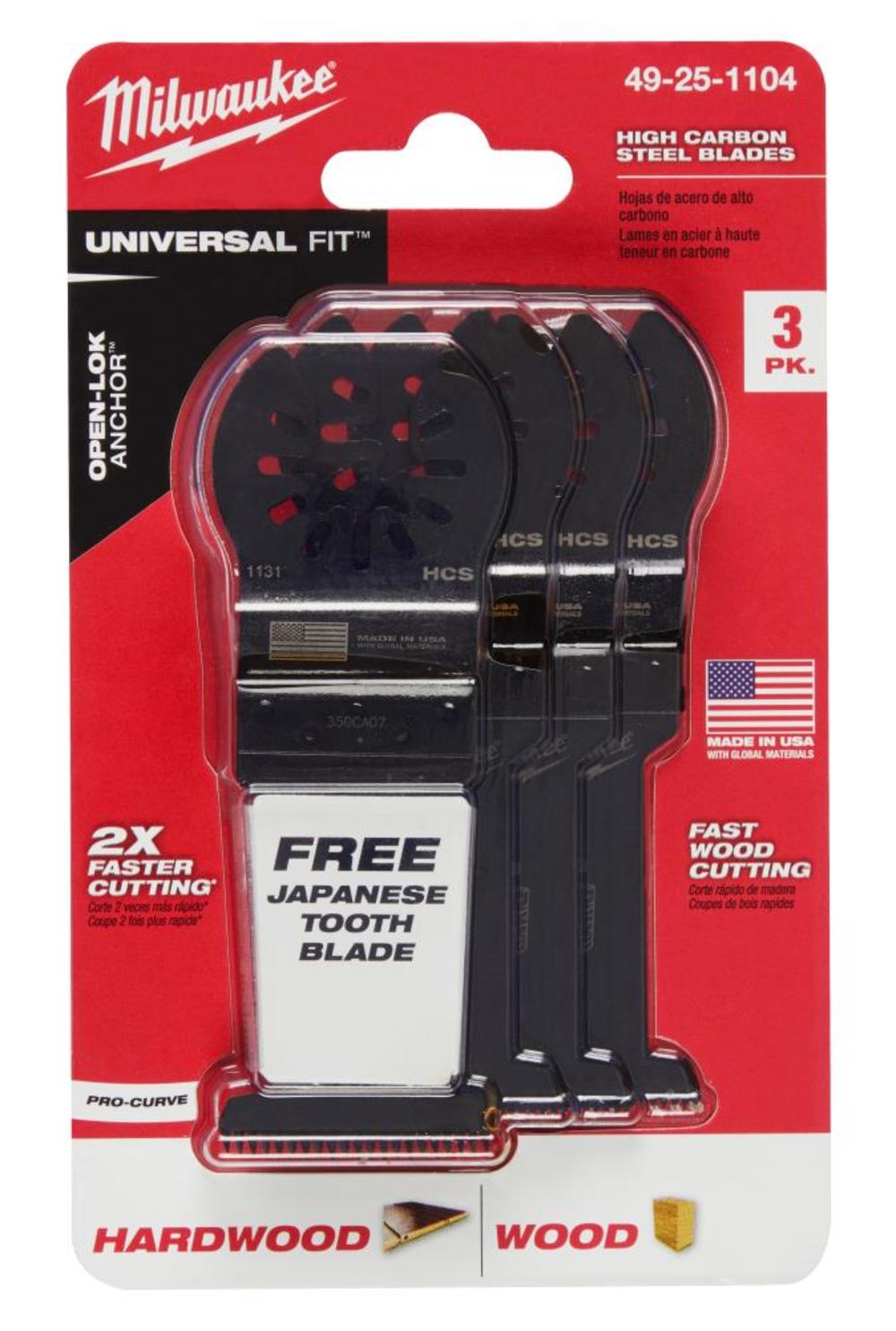 

Milwaukee OPEN-LOK HCS Wood Blades 3PK + 1 Free Blade 1 3/8"