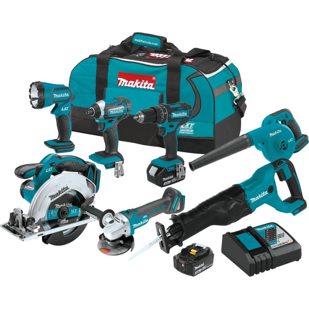 Makita 18V LXT Lithium-Ion Cordless 7-Pc. Combo Kit (3.0Ah) XT706