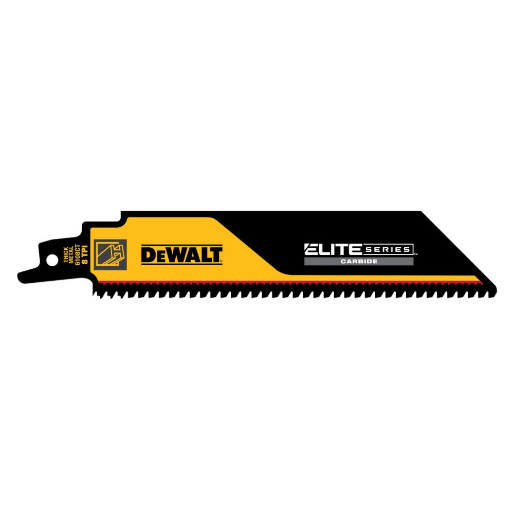 

DEWALT ELITE SERIES Reciprocating Saw Blade 1pk Carbide Tipped 6" 8 TPI Metal Cutting