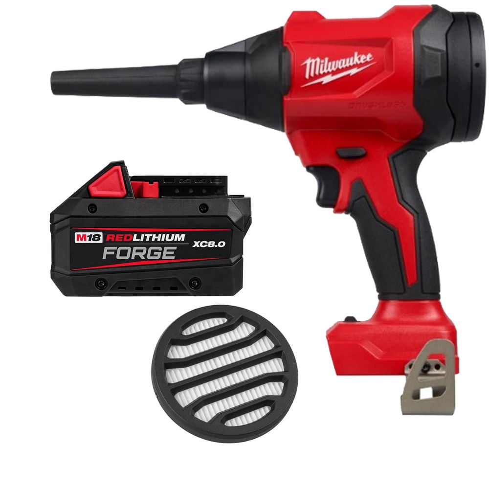 Milwaukee M18 Compact Blower, Filter & Redlithium XC8.0 Battery Pack Bundle