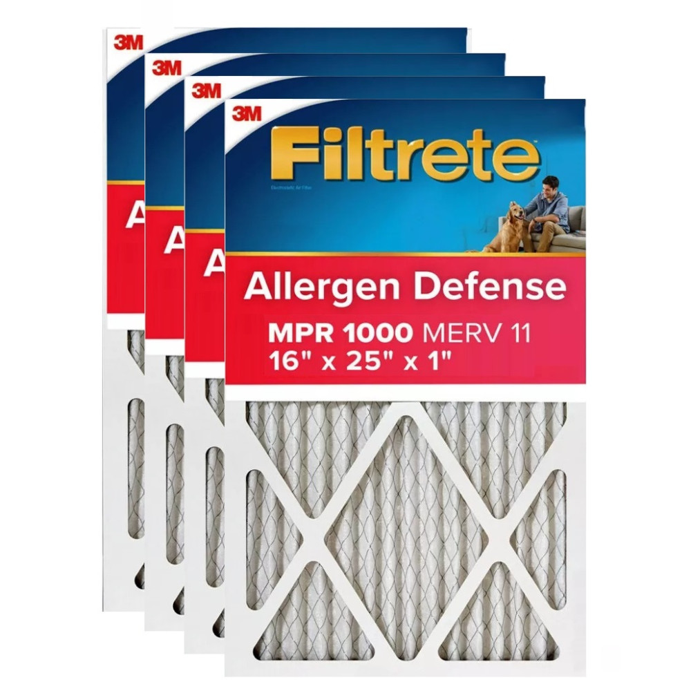 3M Filtrete 16 x 25 x 1-Inch 1000 MPR MERV 11 Allergen Defense Furnace Air Filter, 4-Pack
