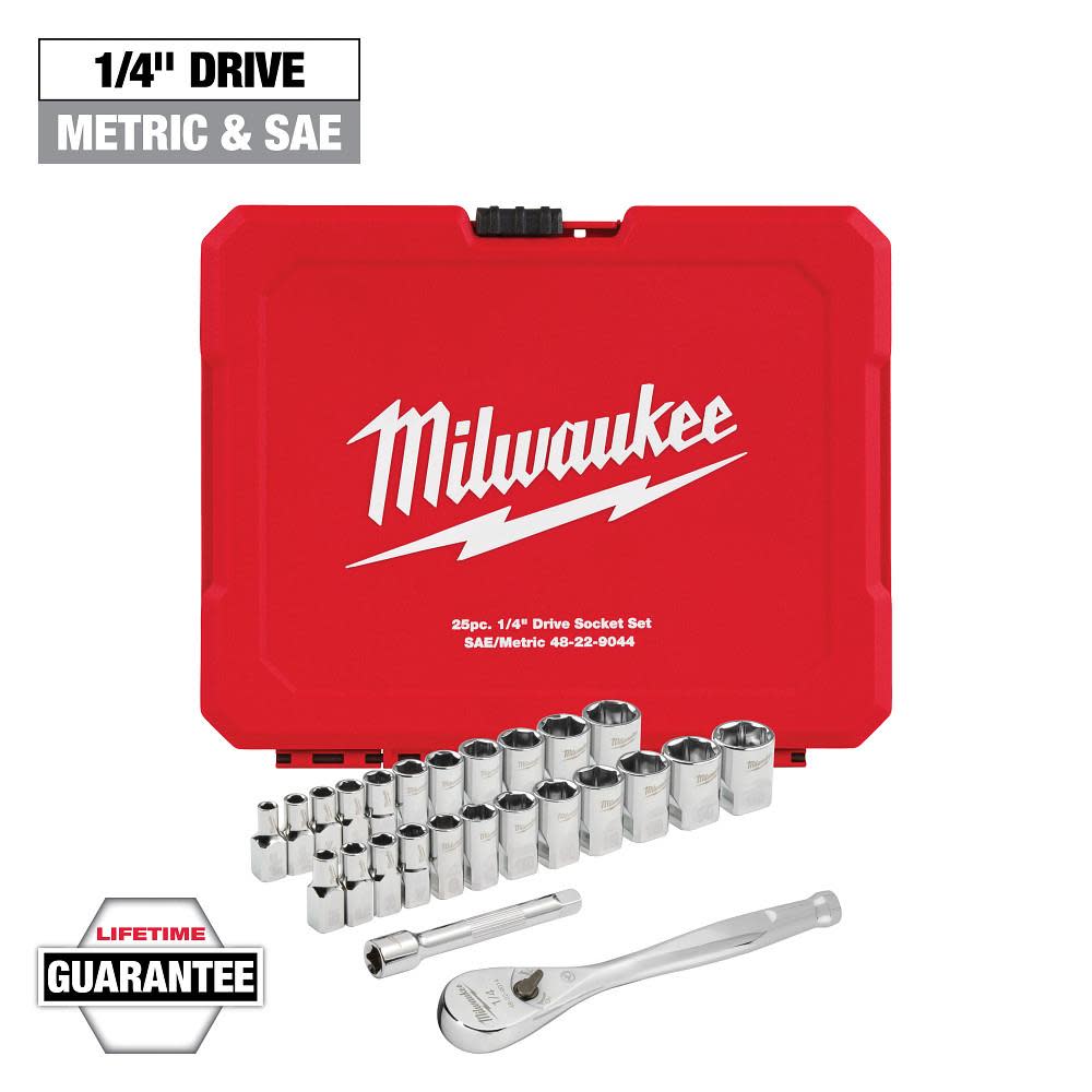Milwaukee 25pc Ratchet and Socket Tool Set 48-22-9044 - Acme Tools