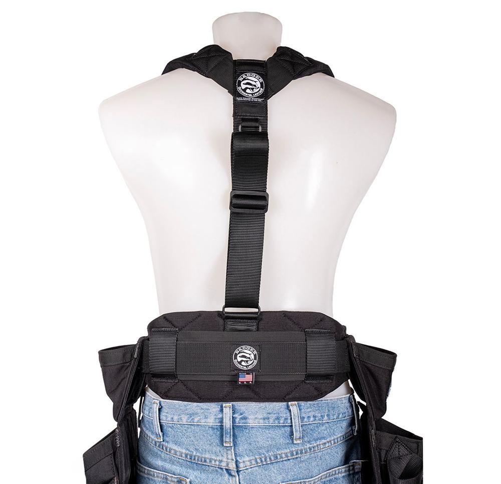 Badger Tool Belts 3 Point Comfort Suspenders, Black