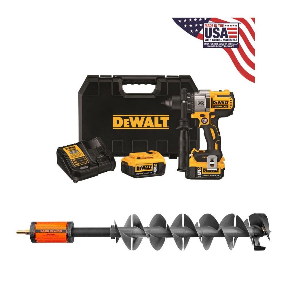 K-Drill Ice Auger with DEWALT 20v MAX Drill Kit IDRL85DK