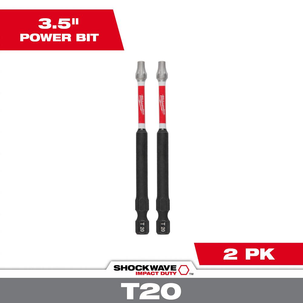 Milwaukee SHOCKWAVE Impact Bit 3 1/2inch T20 2pk