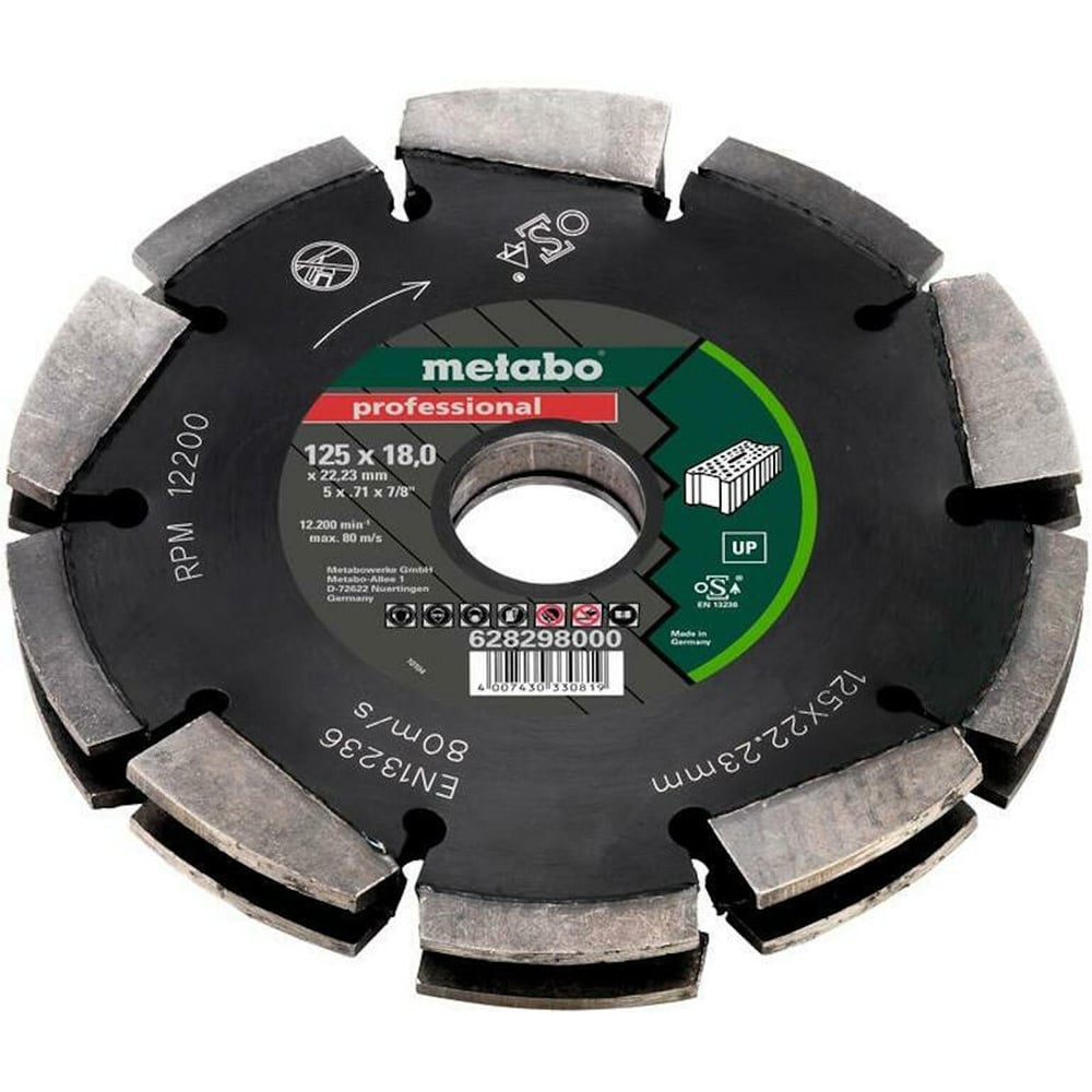Metabo 5 Inch Professional Segmented Rim 2 Row Diamond Cutting Disc for Masonry
