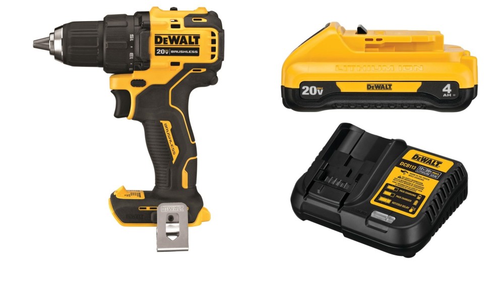 

DEWALT 20V MAX Atomic Compact 1/2" Drill/Driver with Compact 4Ah Battery Starter Kit Bundle