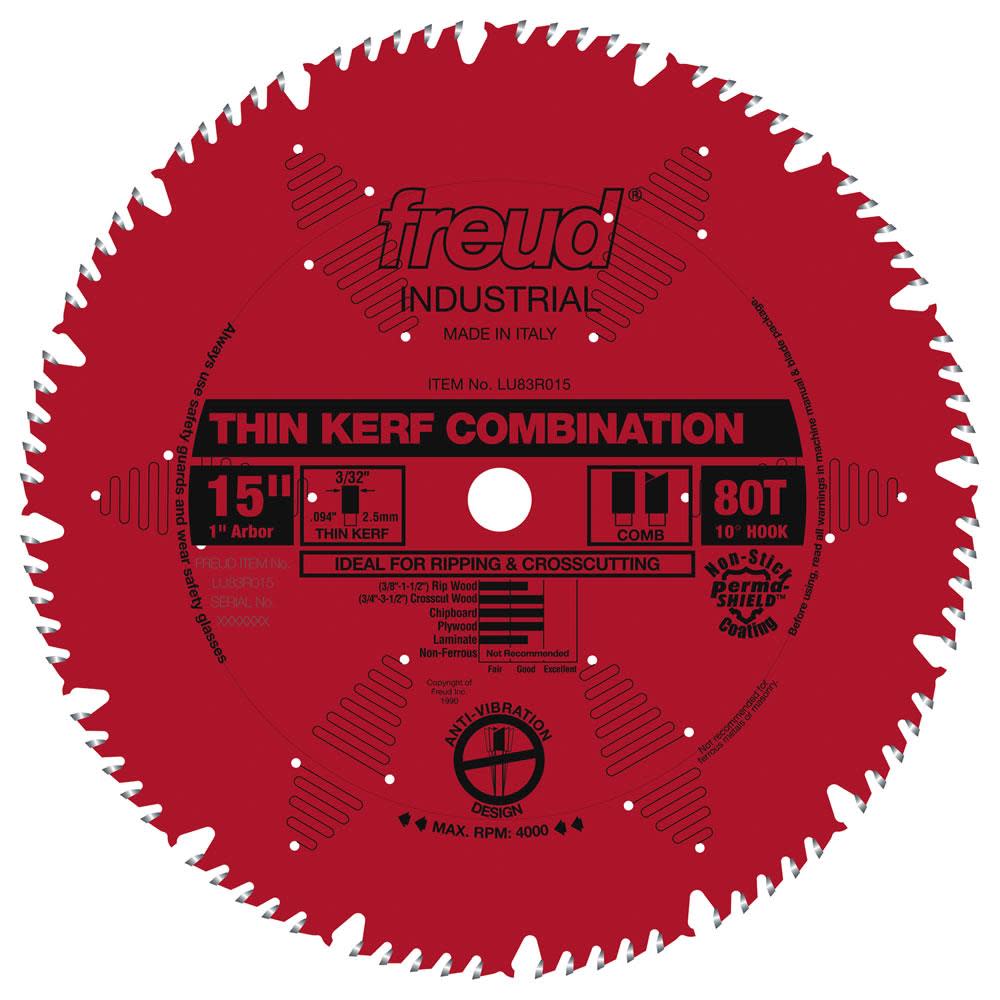 Freud 15 In. x 80T Thin Kerf Combination Blade