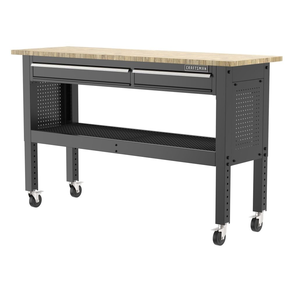CRAFTSMAN 6 Ft. 2-Drawer Adjustable Height Workbench, Black