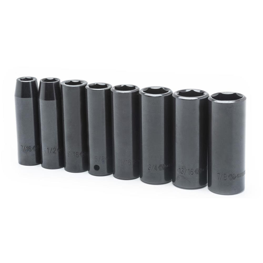 

Crescent Socket Set 8 Pc. 1/2 In. Drive 6 Point Deep SAE