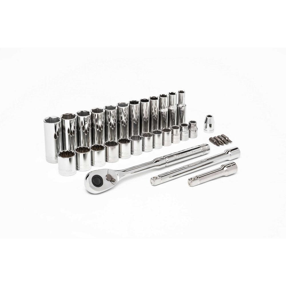 

Crescent 32 Pc 3/8" Drive 6 and 12 Point Standard & Deep Metric Mechanics Tool Set
