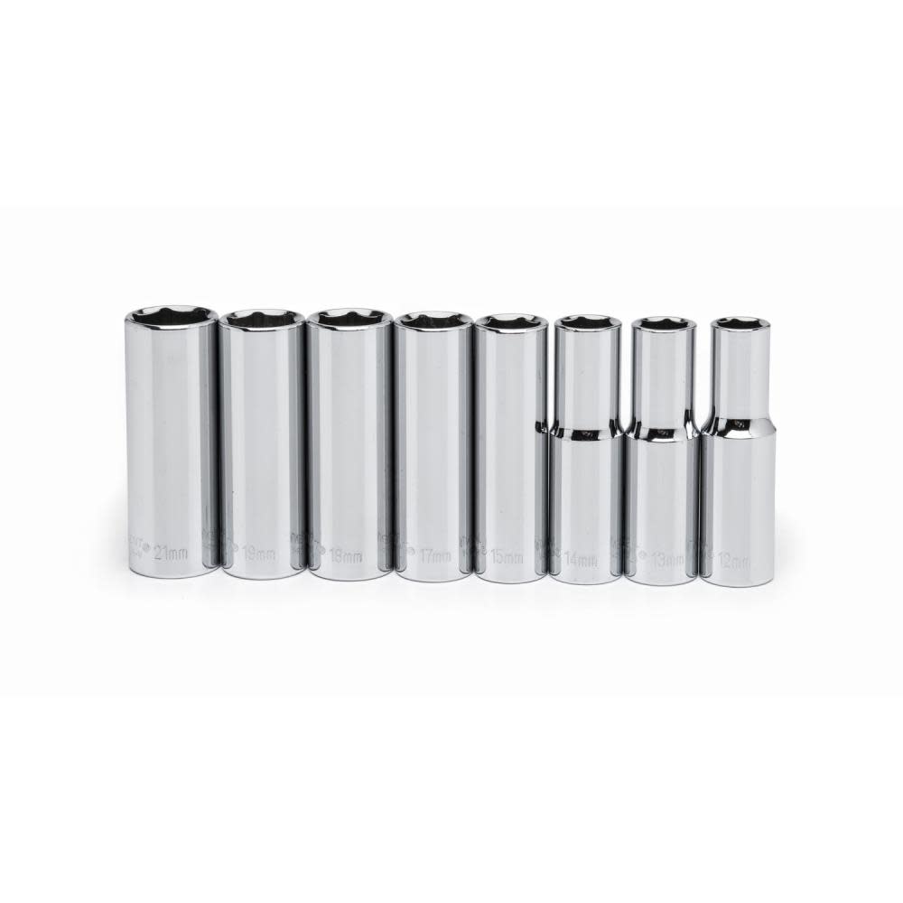 

8 Pc 1/2 Drive 6 Point Deep Metric Socket Set