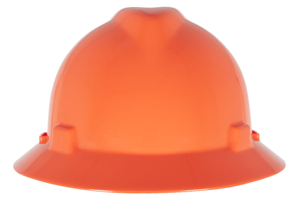 

MSA Safety Works Slotted Full Brim Hat Hi Viz Orange with Fas Trac III