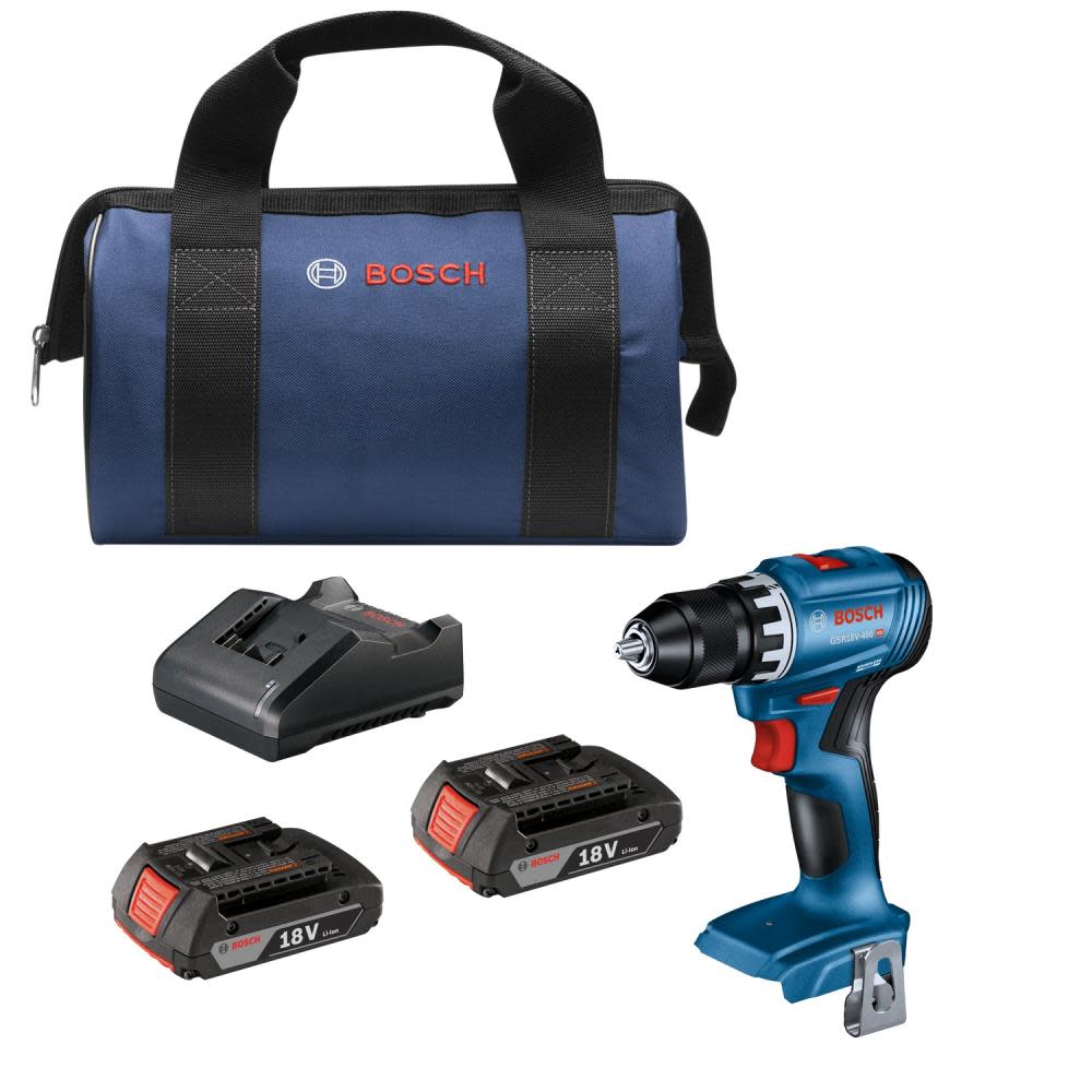 

Bosch 18V Compact 1/2" Drill/Driver Kit with 2 2Ah SlimPack Batteries