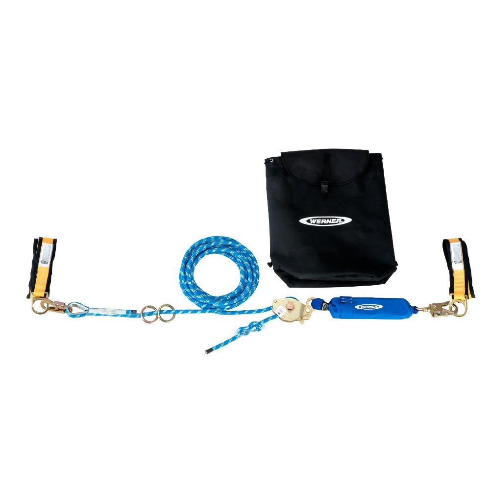 Werner L100100 100 ft 2-Man Rope Horizontal Lifeline System Cross-Arm Strap