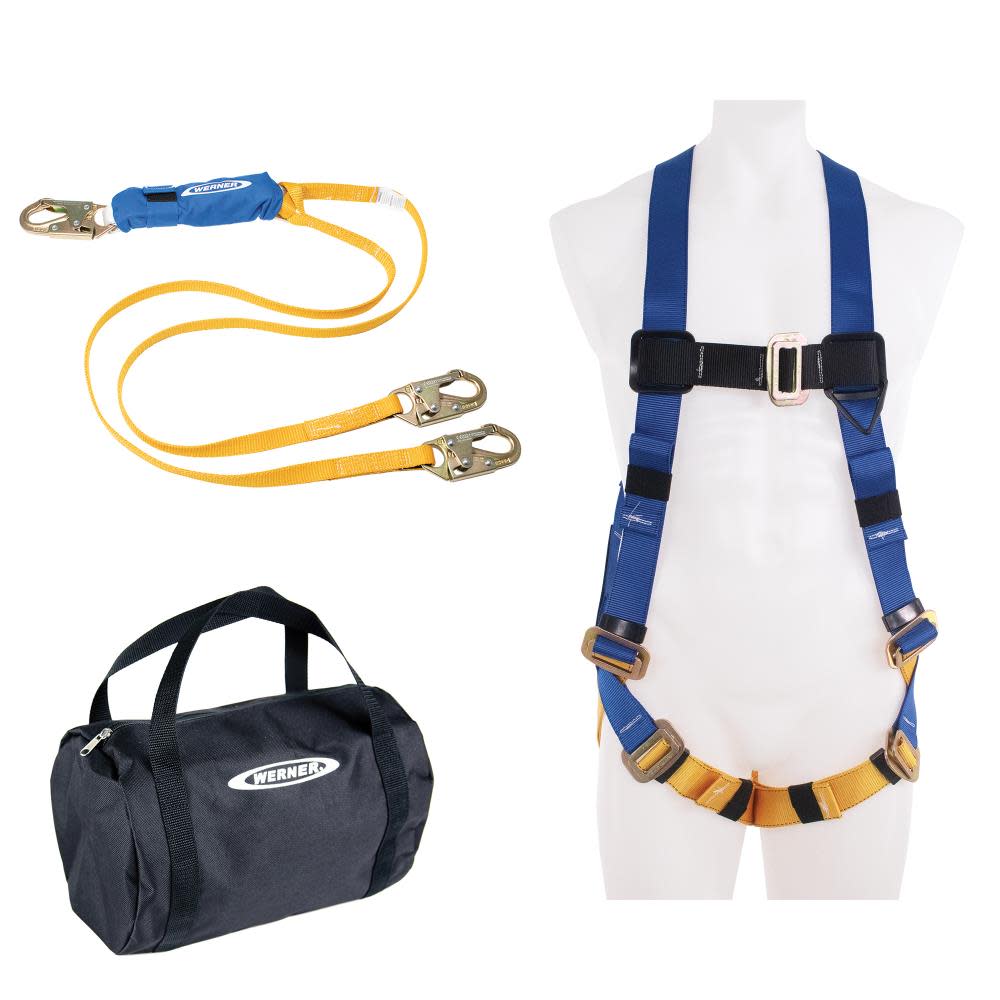 

Werner Aerial Kit with BaseWear Std Harness 6ft DeCoil Dual Leg Lanyard