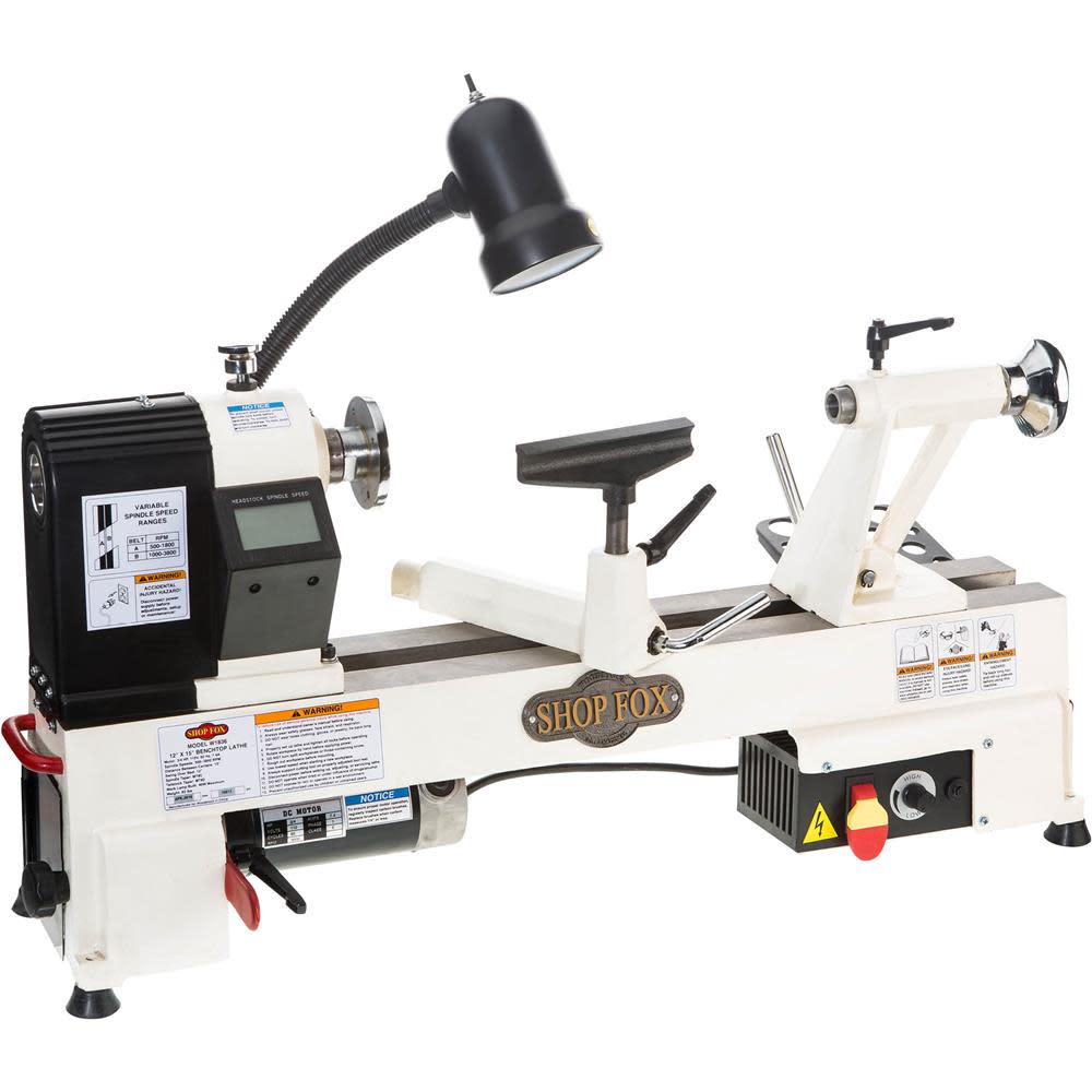 Shop Fox 12in x 15in Benchtop Wood Lathe 110V 3/4HP 1 Phase W1836