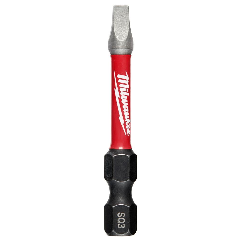 

Milwaukee SHOCKWAVE 2 in. Impact Square Recess #3 Power Bits (2 Pack)
