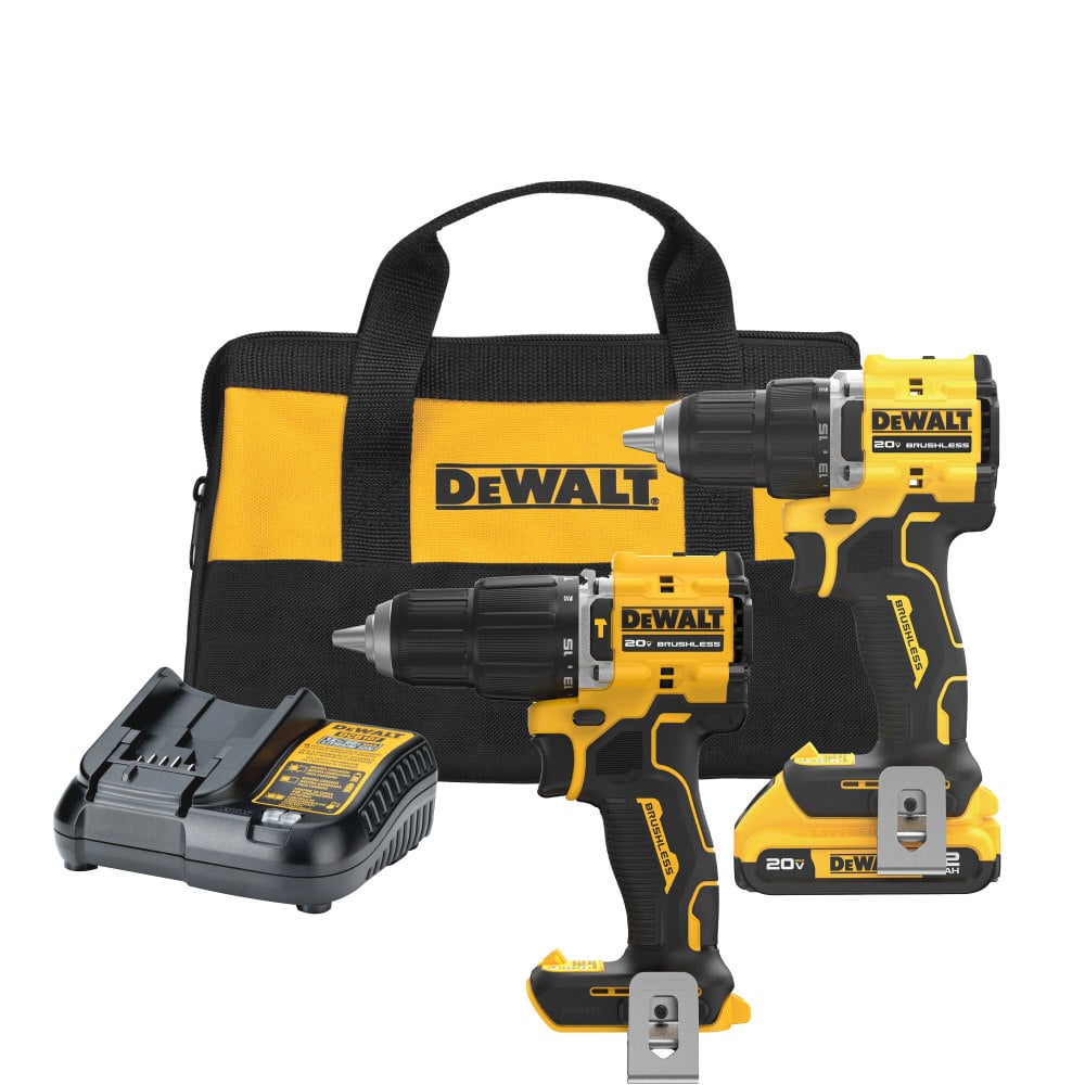 DEWALT 20V Cordless 1/2 Inch Drill/Driver 1/2 Inch Hammer Drill Kit Bundle