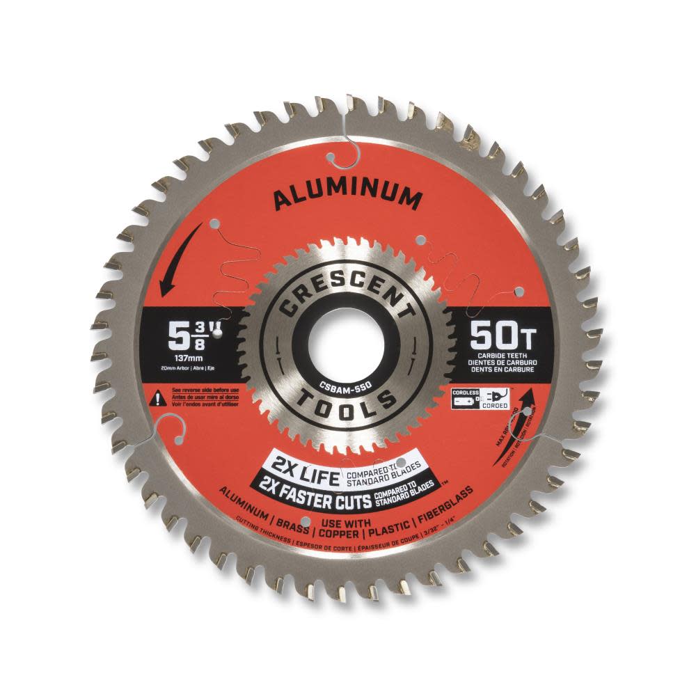

Crescent Circular Saw Blade 5 3/8" x 50 Tooth Medium Aluminum