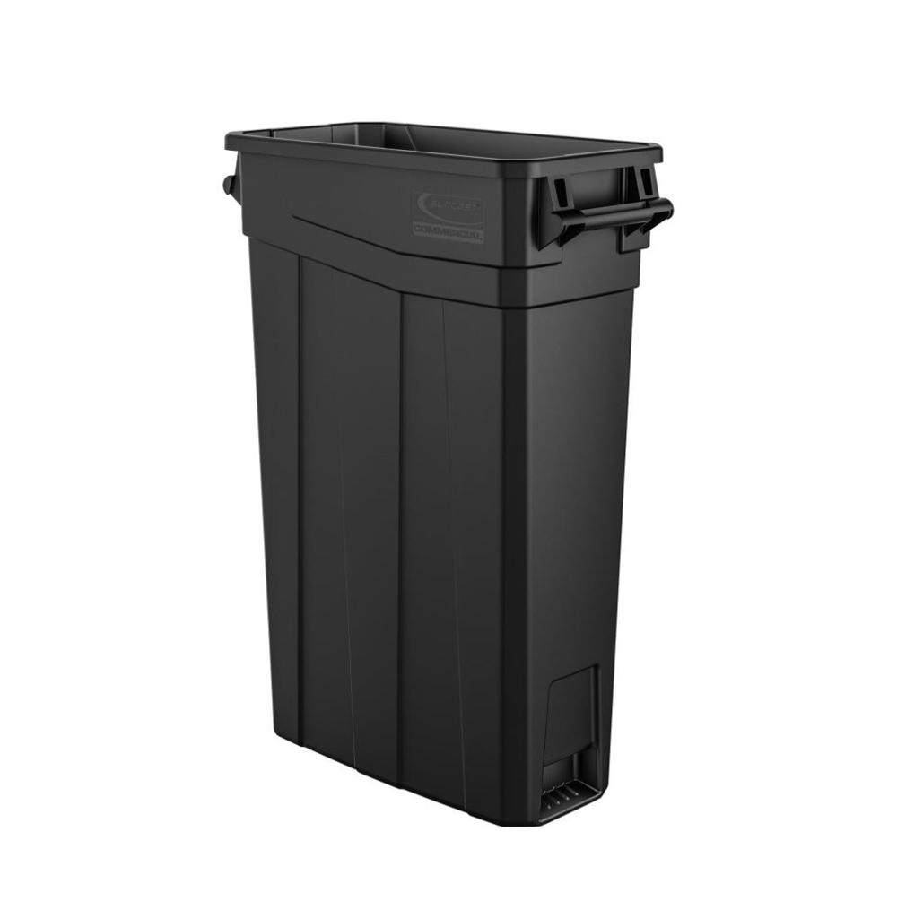 

Suncast Plastic Slim Trash Can with Handles - 23 Gallon Black
