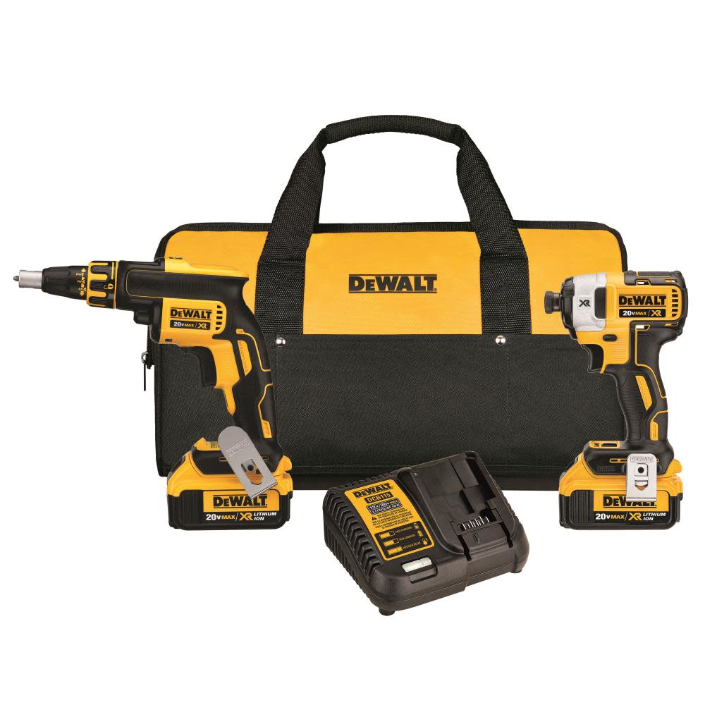 

DEWALT 20 V MAX* XR Drywall Screwgun & Impact Driver Kit (4.0Ah)
