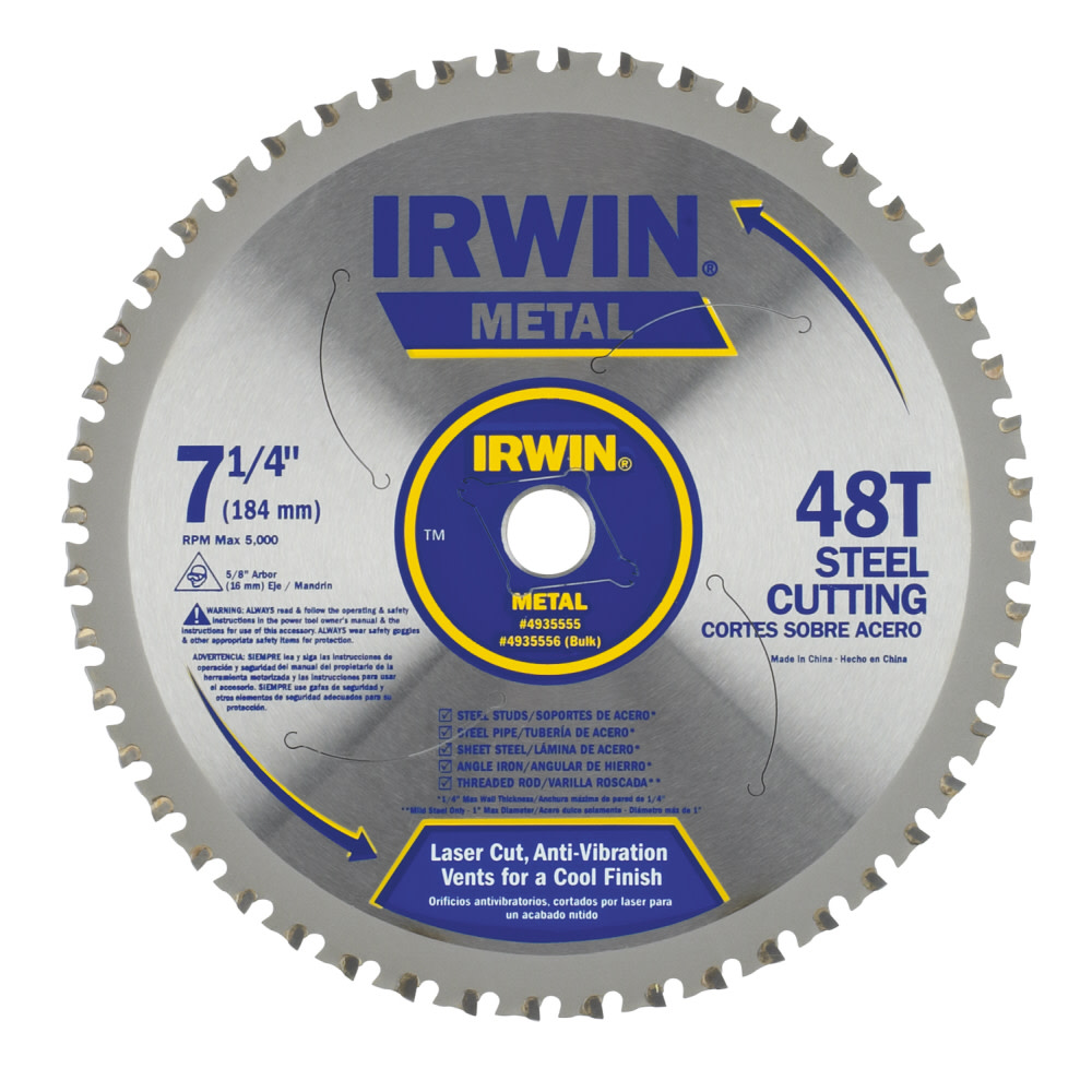 

Irwin 7-1/4" x 48T Master Combination Ferrous Steel 5/8" Arbor - Carded
