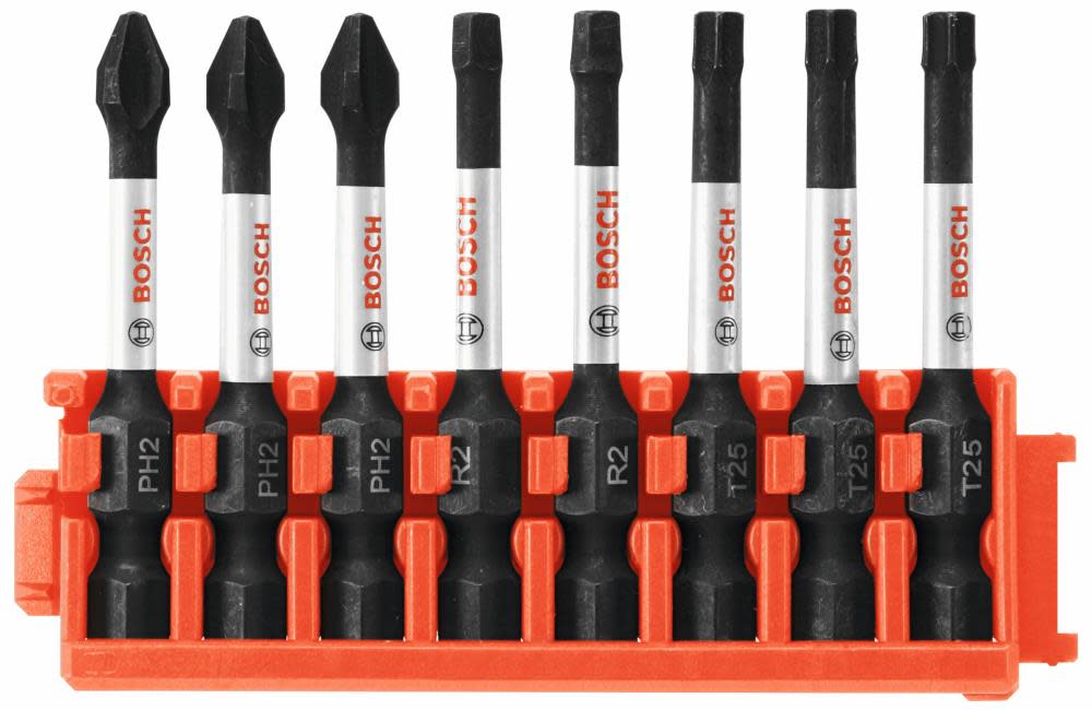 

Bosch 8 pc. Impact Tough Phillips Square and Torx 2 In. Power Bits with Clip for Custom Case System