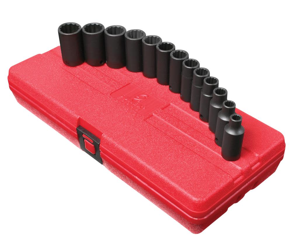 

Sunex 13 pc. 3/8 In. Drive 12 pt Metric Semi-Deep Impact Socket Set