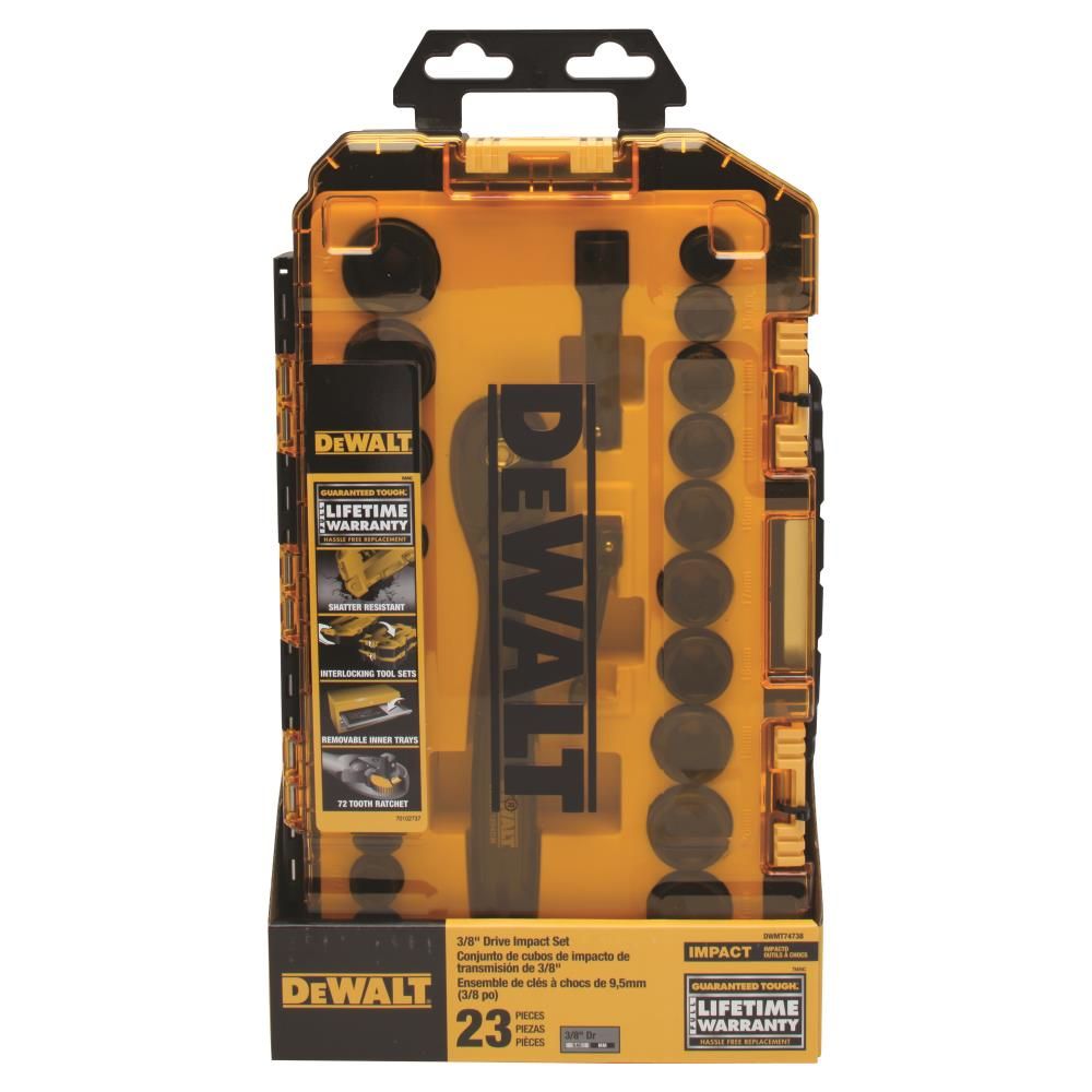 DEWALT Tough Box 23 pc. 3/8 Drive Impact Socket Set DWMT74738 - Acme Tools