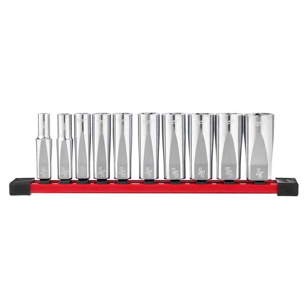 

Milwaukee 10pc 3/8 in. SAE Deep Well Sockets with FOUR FLAT Sides