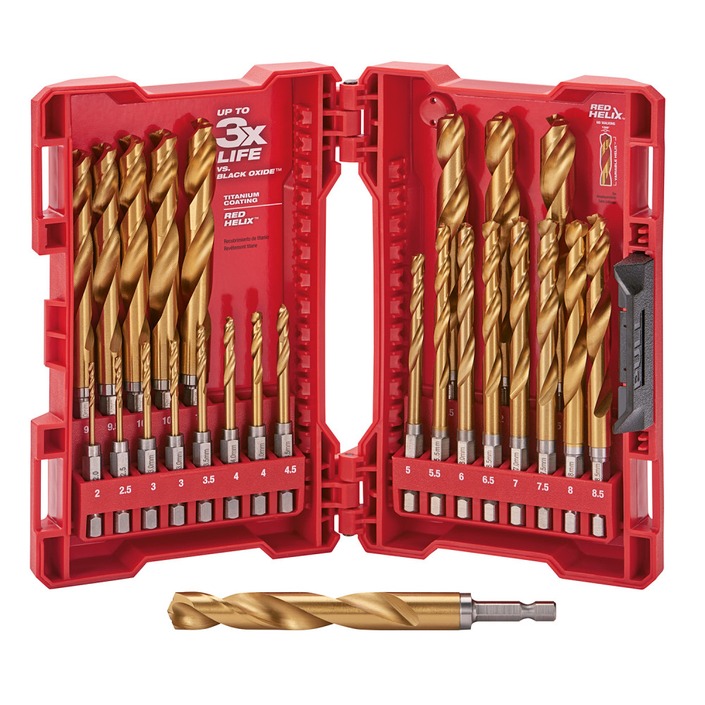 

Milwaukee 25-Piece Metric Titanium SHOCKWAVE Red Helix Drill Bit Kit