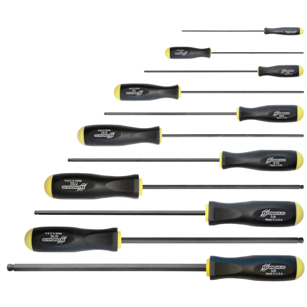 

Bondhus 11Pc 5/64 In. to 3/8 In. ProGuard Ballend Tip Screwdriver Set