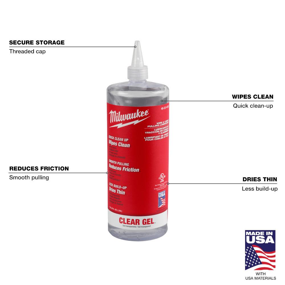 Milwaukee Wire & Cable Pulling Clear Gel Lubricant 48-22