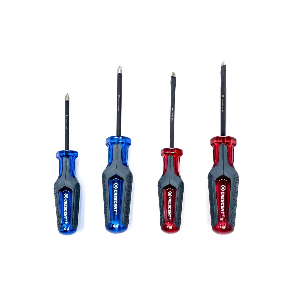 

Crescent 4 Pc. Phillips/Slotted Co-Molded Diamond Tip Screwdriver Set