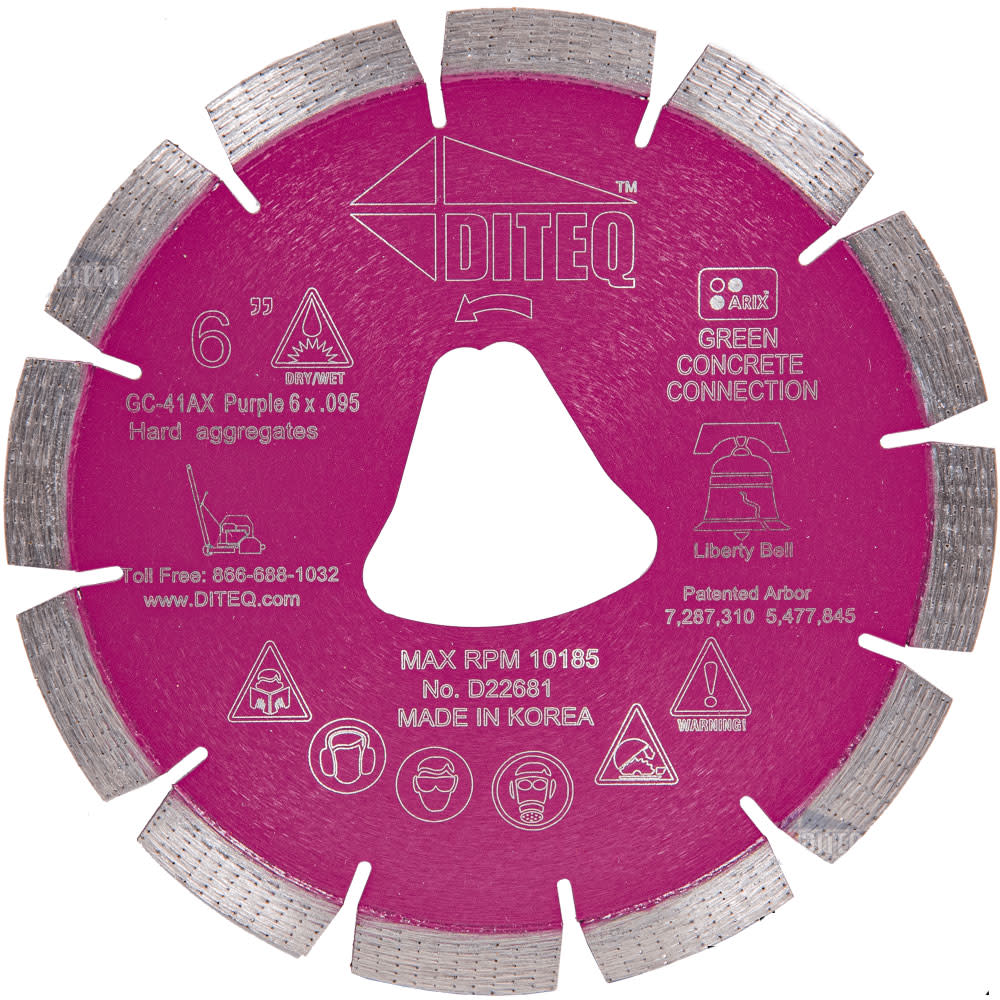 Diteq Liberty Bell Purple Concrete Blade, 6in x .095in D22681 Acme Tools