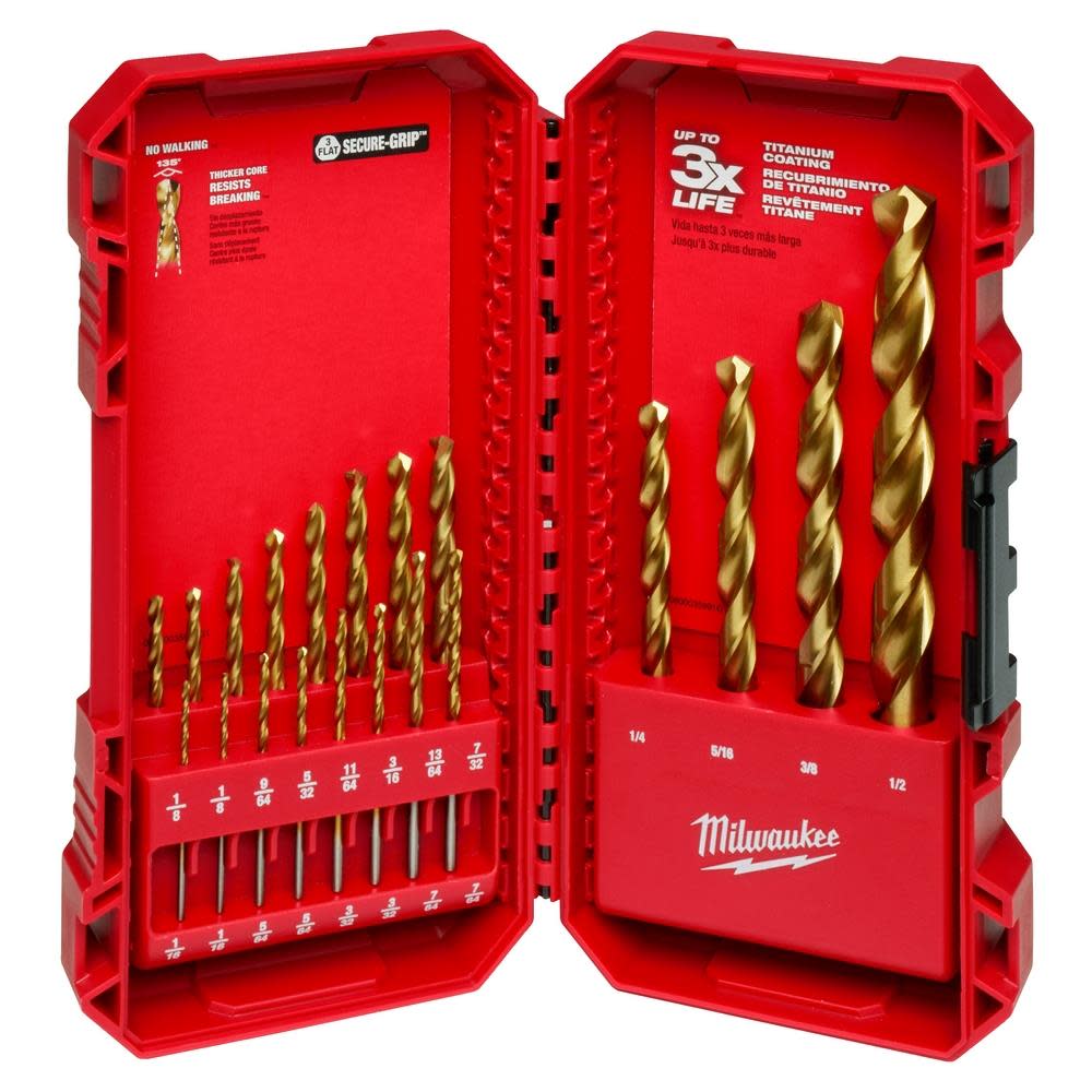 

Milwaukee Thunderbolt Titanium Coated Drill Bit Set 20pc