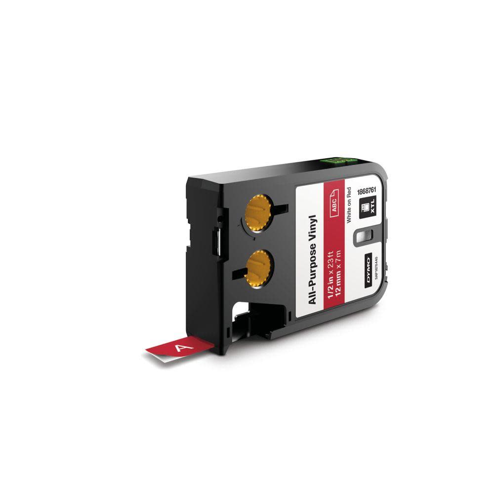 

Dymo XTL 1/2 In. (12 mm) All-Purpose Vinyl White On Red