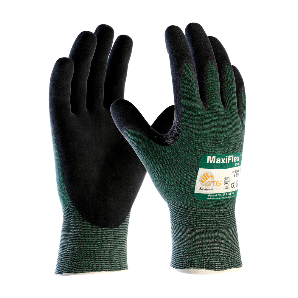 

Protective Industrial Products MaxiFlex Cut Green Eng Yarn Shell Black Nitrile MicroFoam Grip A2 Small