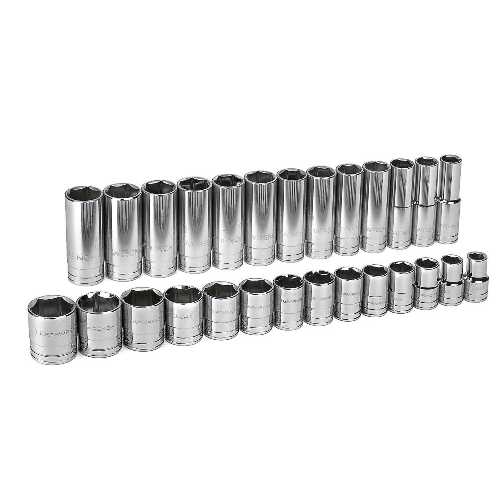 GEARWRENCH 27 pc 1/2 In Drive 6 Point Standard and Deep SAE Socket Set