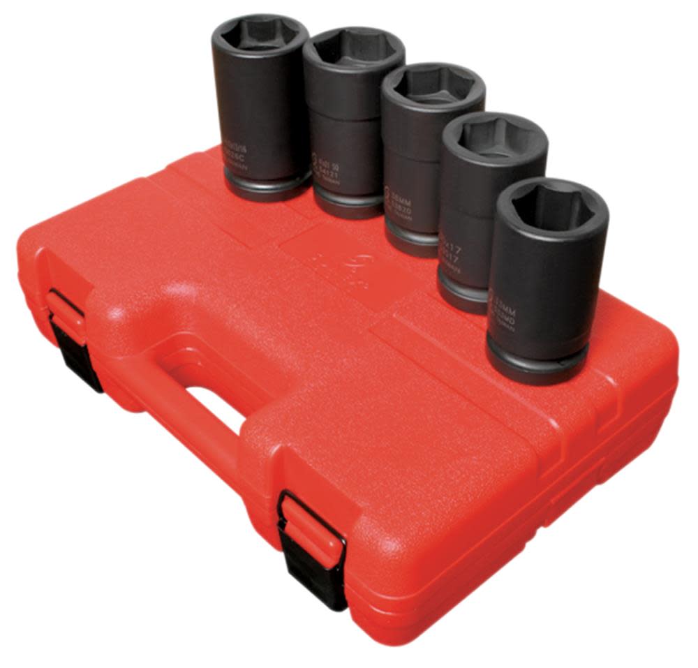 

Sunex 5 pc. 1 In. Drive SAE & Metric Combination Budd Wheel Impact Socket Set