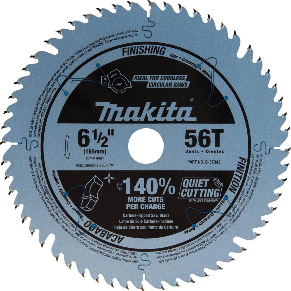 

Makita 6-1/2" 56T Carbide-Tipped Cordless Plunge Saw Blade